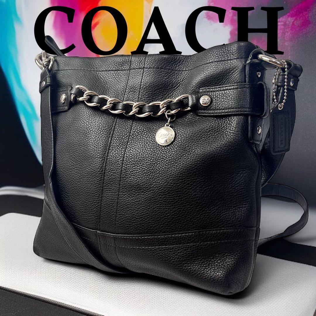 Authentic Black Leather Coach Shoulder Bag G07101448