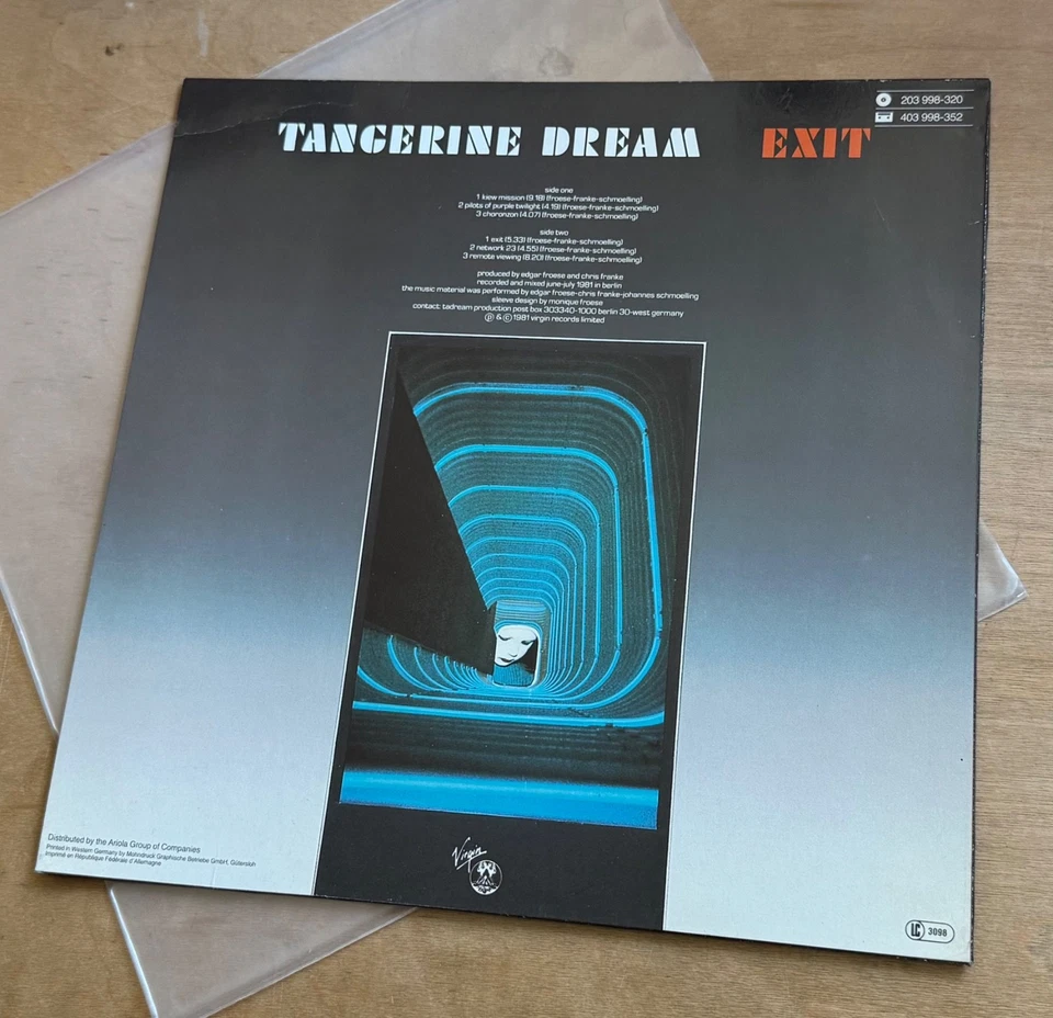 TANGERINE DREAM - Exit VINYL LP (1981, Virgin Records) - Image 2 of 3