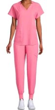 New 3x Silver Technology Strechy Pink Scrub Set Climate Right By Cuddl Duds