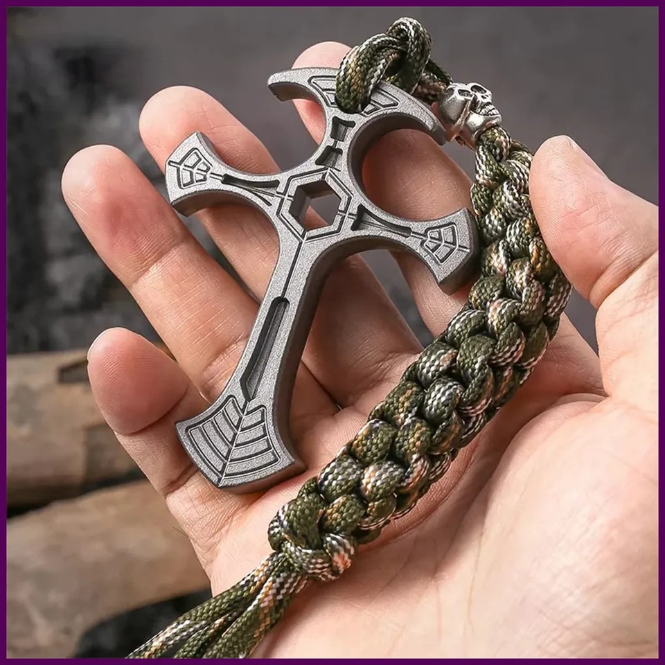 Edc Tactical Defense Cross Pendant Self-Defense Tool Outdoor Camping Gift
