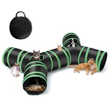 Upgraded Cat Tunnel Bone-Type, 4 Way Collapsible Cat Playhouse Pet Play Tunnel
