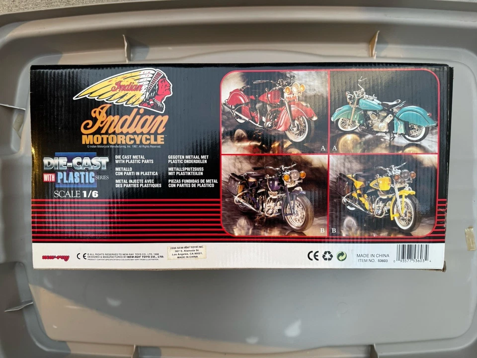 Indian Motorcycle Die Cast con Plastic Series Rojo Escala 1/6 Amarillo Motocicleta Foto 3 de 4