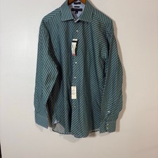 Tommy Hilfiger Men's Large NWT Casual Long Sleeve Button Down Green Striped
