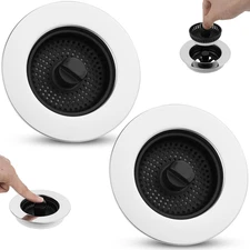 2 Pack Kitchen Sink Drain Strainer Stopper, 3-In-1 Sink Stopper Strainer for Sta