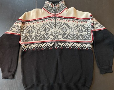 Wallner Strick Norwegerpullover 100% Schurwolle Ski Pullover Gr 52 L/Xl Top! WOW