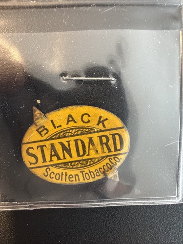 Antique Scotten Tobacco Co. Black Standard Tin Tag - Vintage Tab Advertising