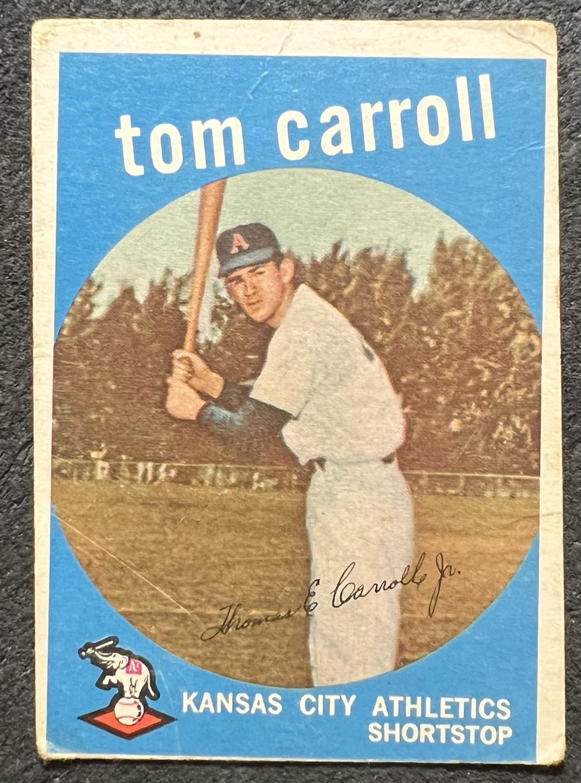 1959 TOPPS TOM CARROLL (KANSAS CITY ATHLETICS) HIGH #513 FR