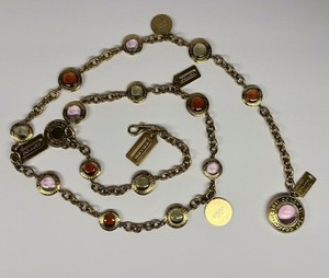 Authentic Coach Vintage Daphne 42” Long Multi Colors Pndt Necklace Gold Plated Metal Y2K