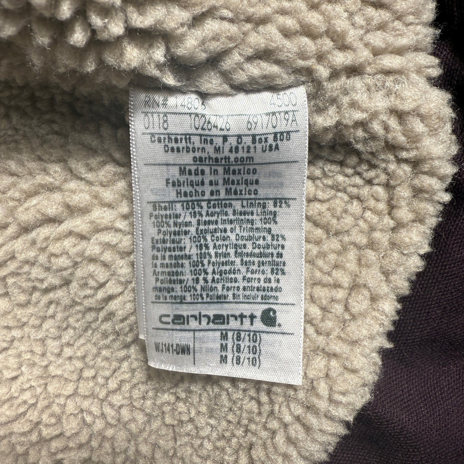 Carhartt For Women Medium Sherpa Fleece Lined Hooded Jacket Purple WJ141DWN image 7