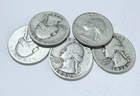 LOT OF 5 WASHINGTON SILVER QUARTERS 90% SILVER VARIOUS DATES #6548