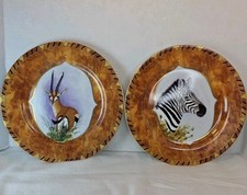 Lynn Chase African Portraits 2 Dinner Plates Thompsons Gazelle & Zebra