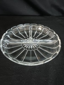 Vintage Indiana Glass Colonial Starburst Pattern 3 Part Divided Relish Dish