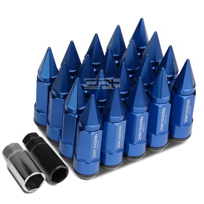 20 PCS M12X1.5 83MM TALL 23MM OD BLUE ALUMINUM JDM LUG NUTS WITH CAPS+2 ADAPTER