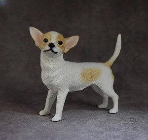 Grande Statue Chihuahua En Résine Blanche - 35 Cm De Haut - Décoration Maison