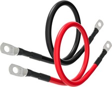 1FT Battery Cables 6 AWG with Copper Lugs for RV, Boat, Car, Motorcycle - 2 pcs