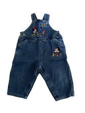 Vintage 90s Disney Baby Overalls 12 Months Mickey Minnie Embroidered Denim 12m