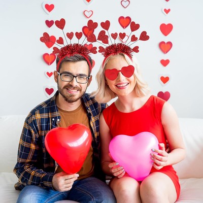 Uderwarb Valentinstag-Set – Herz-Stirnband Mit Blume & Sonnenbrille, Rot, Verstellbar