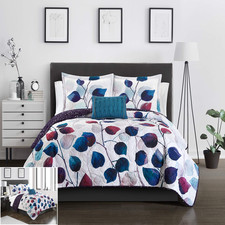 Chic Home Alecto 4 Piece Reversible Quilt Set Contemporary Watercolor Floral
