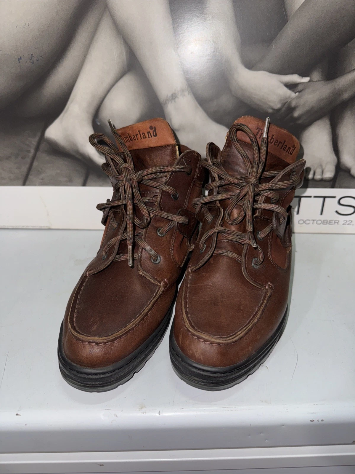 Stivaletti vintage Timberland Gore Tex mocassino marrone hi top donna taglia 8 5 M