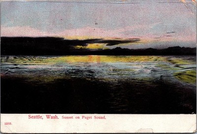 1908 Seattle WA Puget Sound Sunset World's Fair Postcard Posted