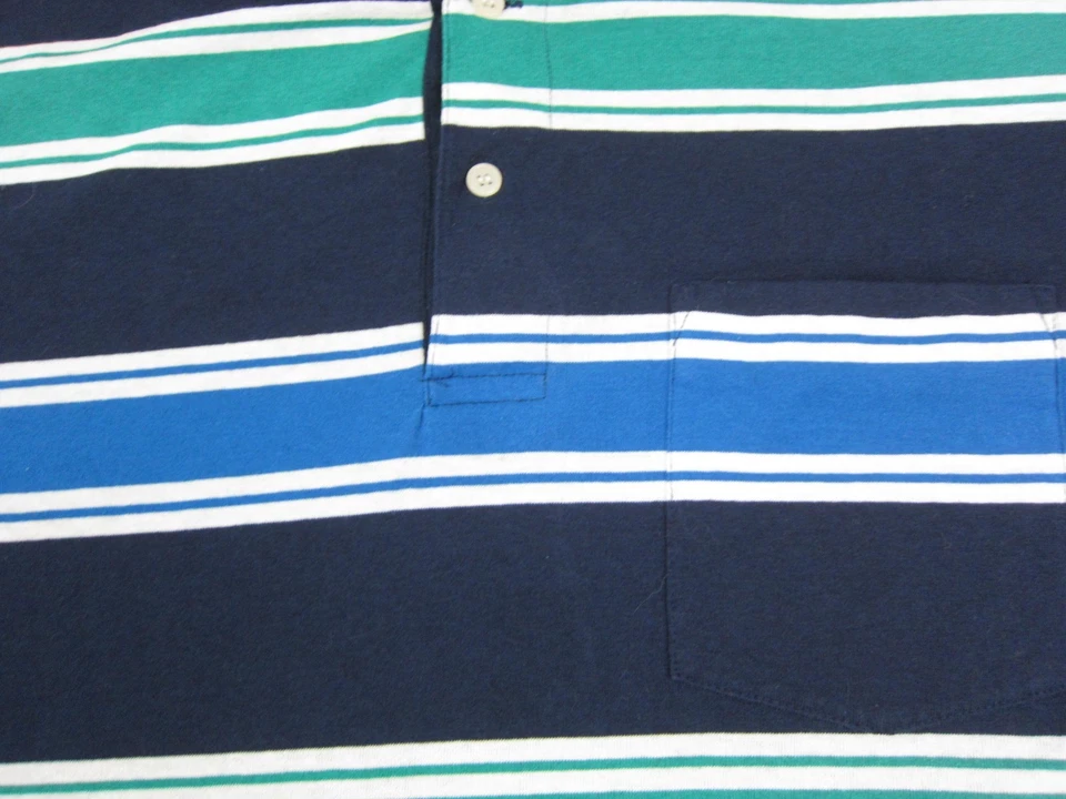 Vintage Puritan Polo Shirt Adult Medium Blue Striped Golf Disco 80s Mens - Image 3 of 4