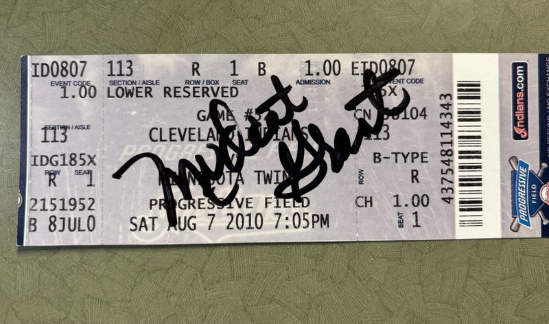 Cleveland Indians vs Minnesota Twins Aug 7 2010 Baseball Ticket Stub Signed