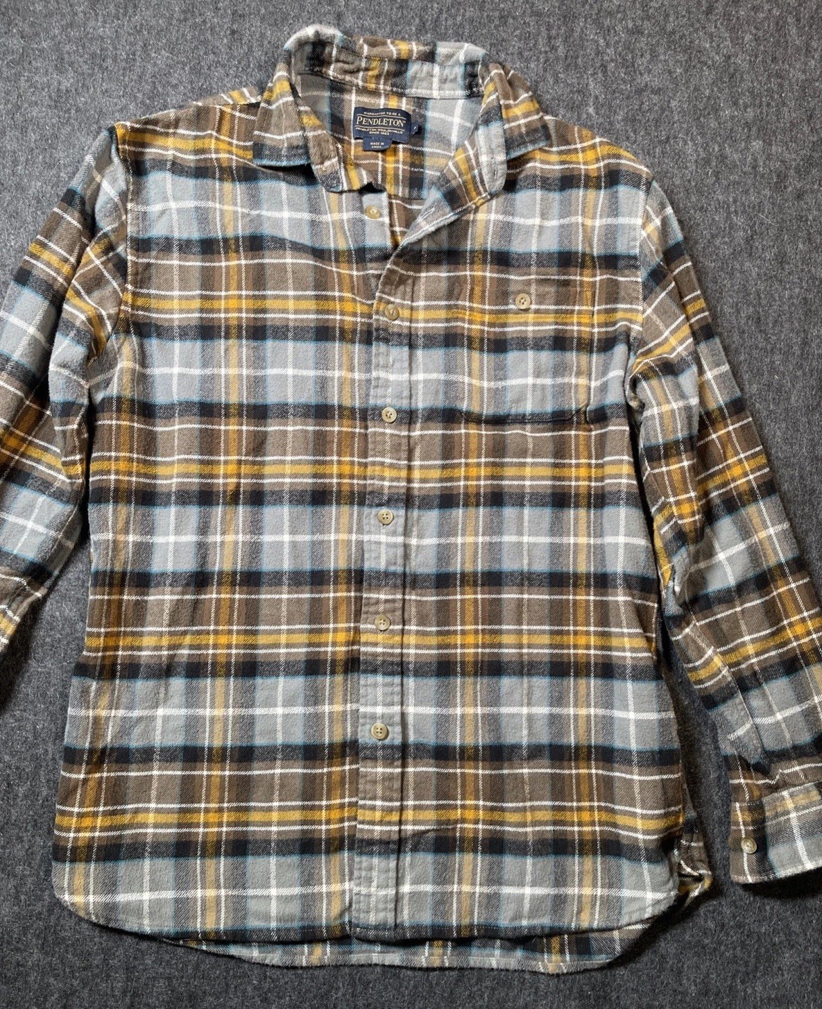 Pendleton Flannel Plaid  Medium Gray Brown Gold T… - image 10