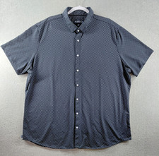 Mizzen  Main Men's Shirt Size XL Navy White Polka Dot Short Sleeve Button Down