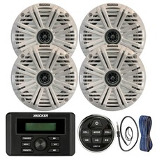 Kicker KMC3 USB Stereo Receiver w/Remote, 4x 6.5" Speakers, Accessories