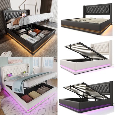 LED Polsterbett Doppelbett Einzelbett Jugendbett Stauraumbetten Bettgestelle Neu