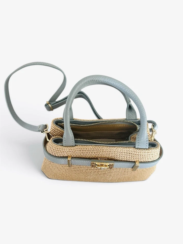 Sac Yera Pelle Cuir – Made in Italy – Bleu Clair – Neuf Sans Étiquette - Photo 2/4