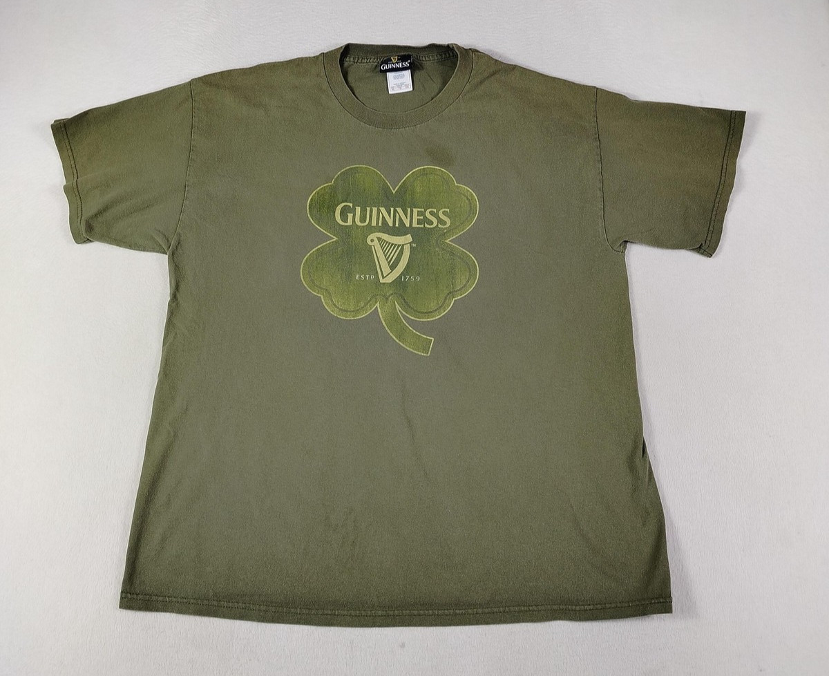 Guinness Shirt Mens XL Green Shamrock Clover Graphic Tee St Patricks Day Irish