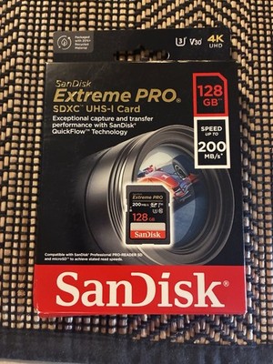 SanDisk Extreme PRO 128GB UHS-I/V30/4K UHD Class 10 SDXC Memory Card NEW