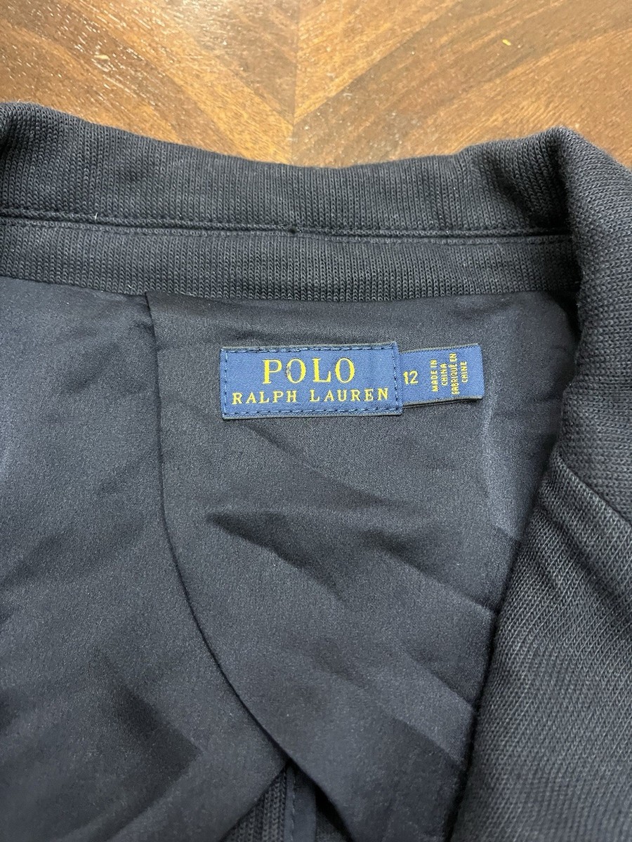 Polo Ralph Lauren Blazer Womens Sz 12 Navy PRL Monogram Crest Knit