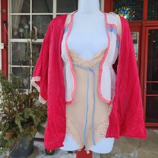 Vintage Kimono Cover Up, Bobysuit M/Sm Sheer Lingerie LOT 3pc