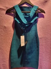 Vestido Herve Leger Vendaje Talla Xs Verde azulado