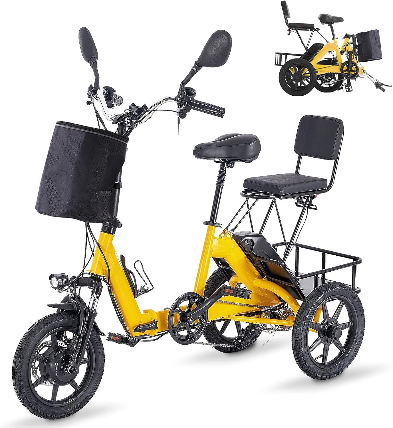 48V 350W (Peak 500W) Electric Tricycle Trike 3 wheel Folding