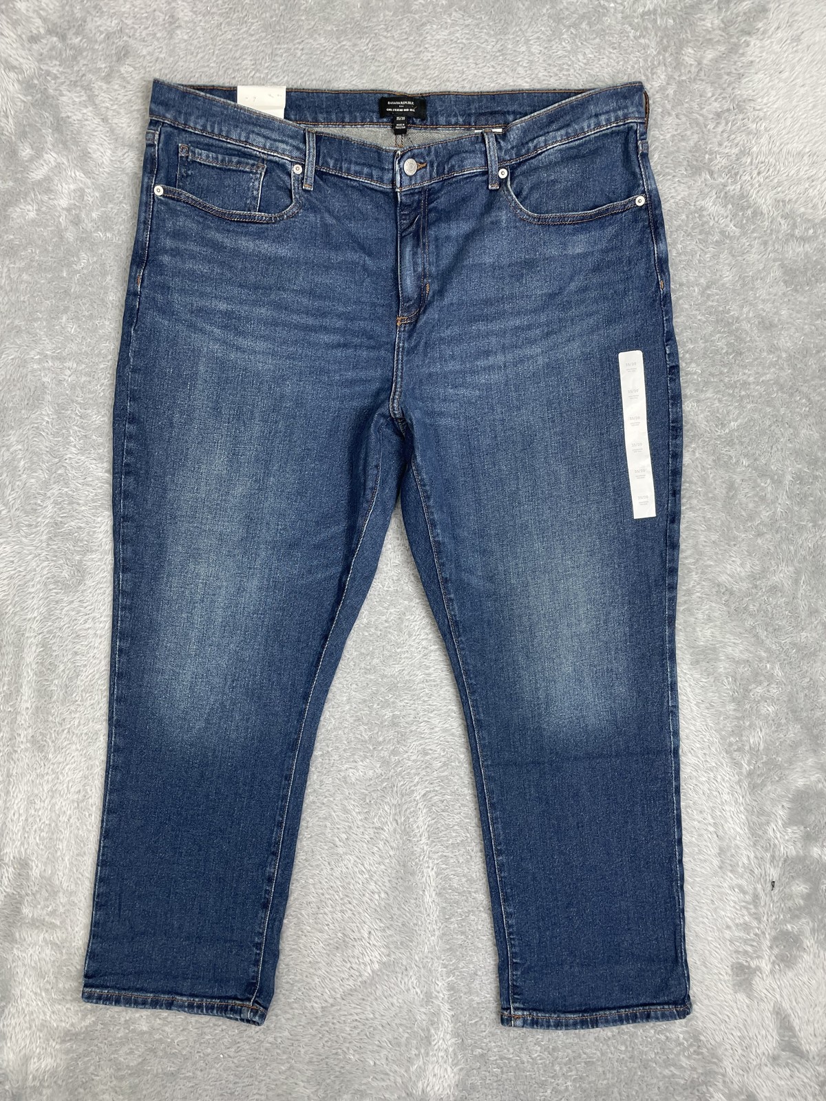 Banana Republic Girlfriend Mid Rise Tapered Jeans Womens 35/20 Blue Dark Wash