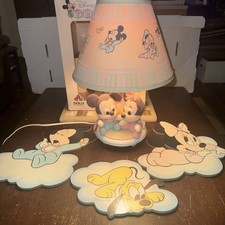 Vintage 80s Disney Mickey And Minnie Mouse Baby Lamp Night Light Decor Toys R Us
