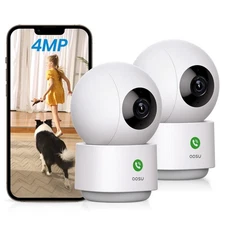 4MP Security Camera Indoor - 2.5K Baby Monitor Pet Camera 360° for Home Secur...