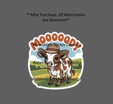 Moody Cow Sticker Waterproof Decal Calf Boots Cowboy Hat Farm Country Gift NEW