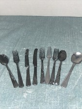 Vintage Aluminum Child's Toy Silverware Flatware Play Set Made USA 9pc