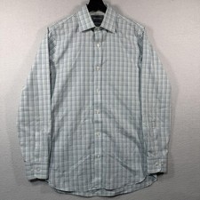 Bonobos Dress Shirt Mens 15 34/35 Blue Check Slim Fit Wrinkle Free Non Iron
