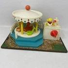 Vintage 1972 Fisher Price Little People Family Merry Go Round Carousel