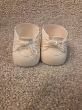 Vintage Cabbage Patch Doll Shoes 80s White Baby Shoes With Laces 