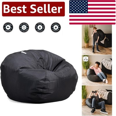 Lightweight Black Bean Bag Chair for Kids - Durable SmartMax, Cozy Seating
