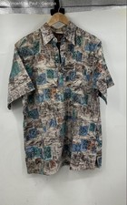 Go Barefoot Vintage Geometric USA Made 100 Cotton Hawaiian Shirt XL Tropical
