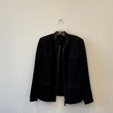 Elie Tahari Black Full Zip Pocket Womens Cott...