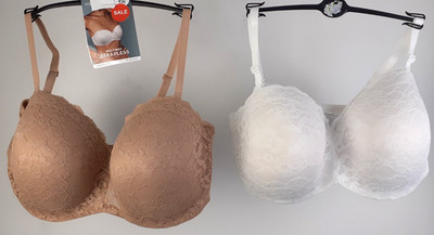 M&S Women's 2 Multiway Lacey Strapless Bras In Brown And White New