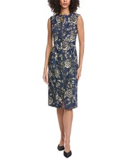 Oscar De La Renta Zip Front Stretch Denim Midi Dress Women's